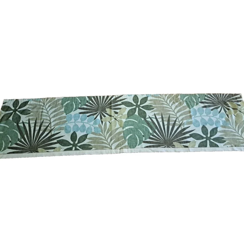 Tropical Valance Green Beige Botanical Floral Cotton Palms Coastal 13x53